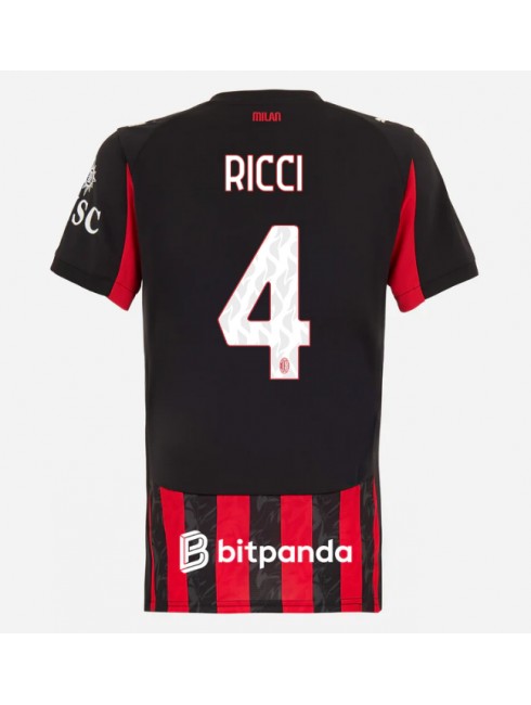 AC Milan Samuele Ricci #4 Replika Hemmakläder Dam 2025-26 Kortärmad AC Milan Samuele Ricci #4 Replika Hemmakläder Dam 2025-26 Kortärmad